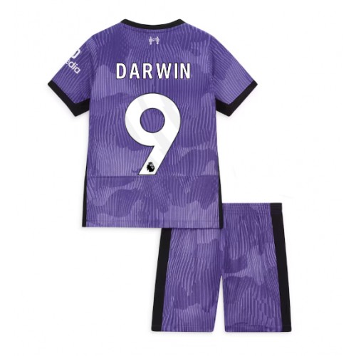 Otroški Nogometni dresi Liverpool Darwin Nunez #9 Tretji 2023-24 Kratek Rokav (+ Kratke hlače)